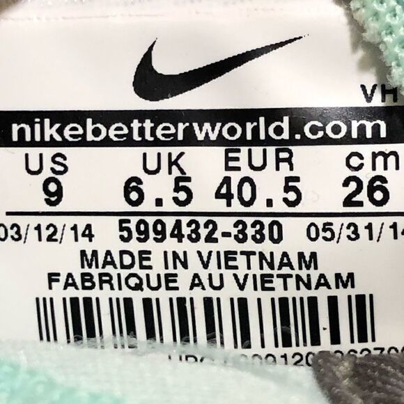 Nike Roshe run womens green sneakers print blue shoes size 9 599432-330 - Picture 6 of 8